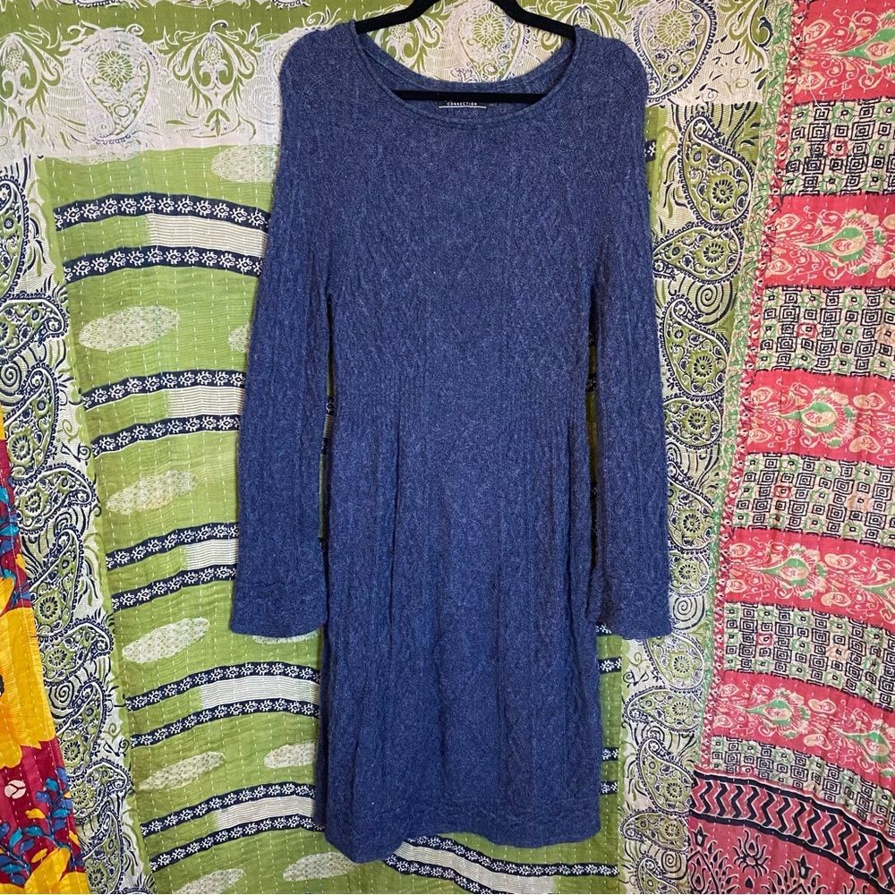 Peruvian Connection Blue Bywater Baby Alpaca Sweater Dress Size Medium (2 Holes)